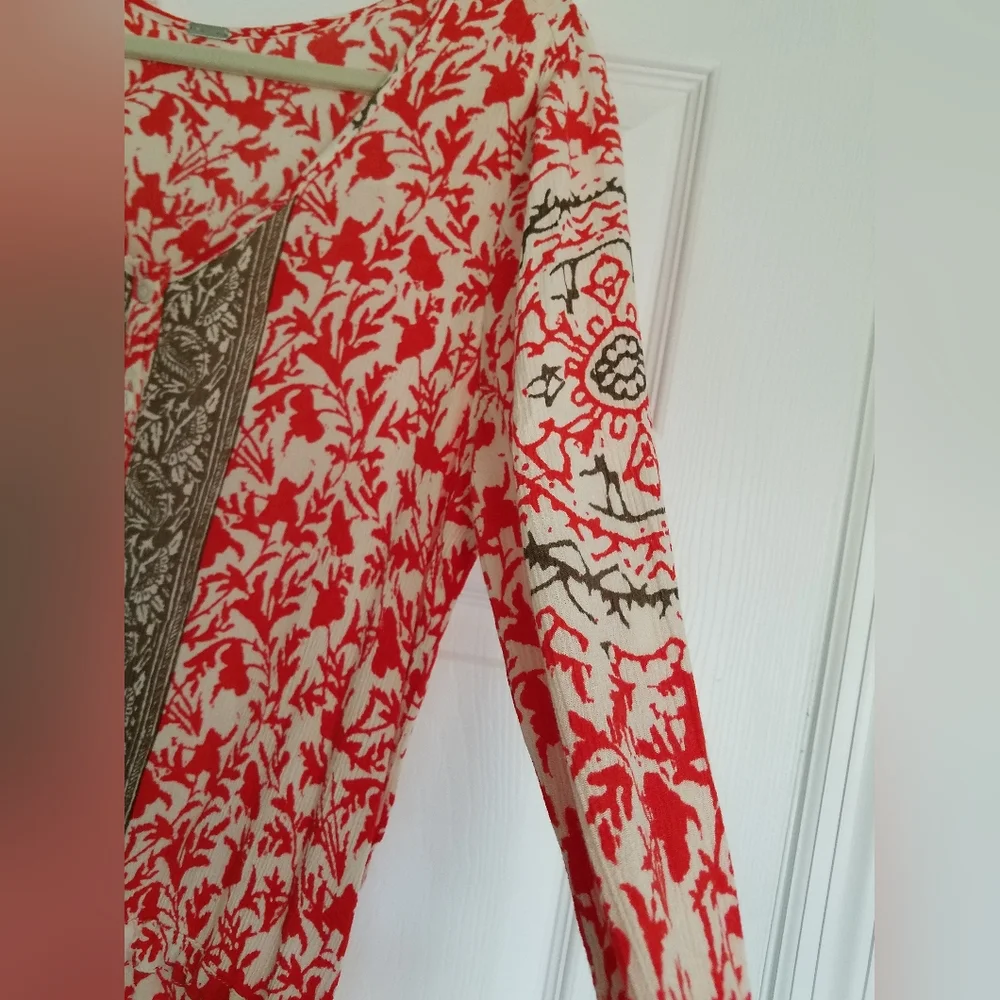 Free People Red Gray Floral Romper Size Small - Picture 7 of 14